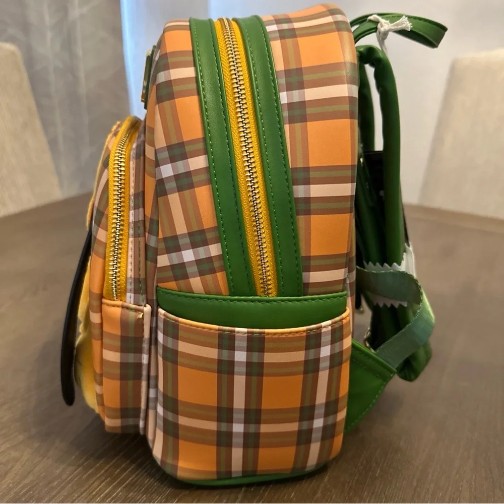 NWT Disney Loungefly Pluto 95th Anniversary‎ Plaid Backpack Moveable Ears Fuzzy